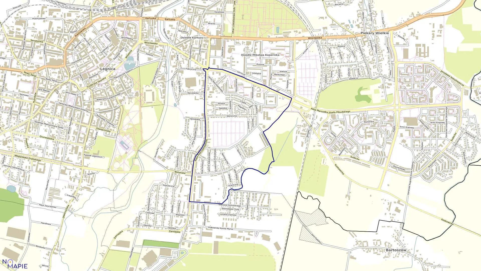 Mapa obrębu BIELANY w mieście Legnica