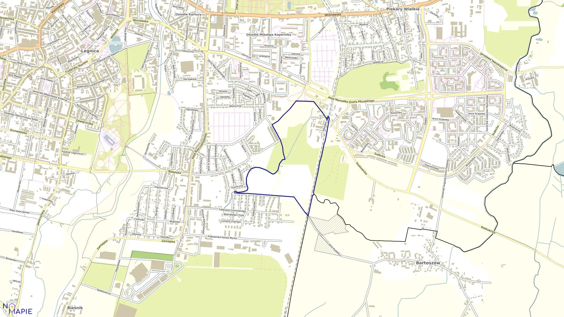 Mapa obrębu NOWINY w mieście Legnica