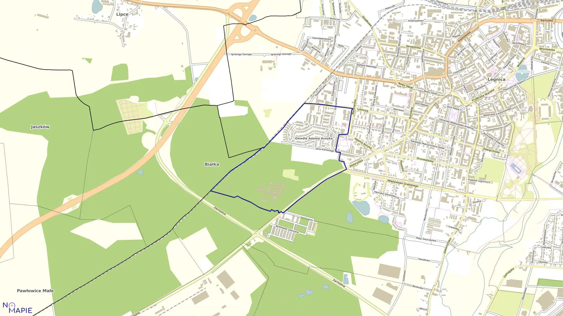 Mapa obrębu OGRODY w mieście Legnica