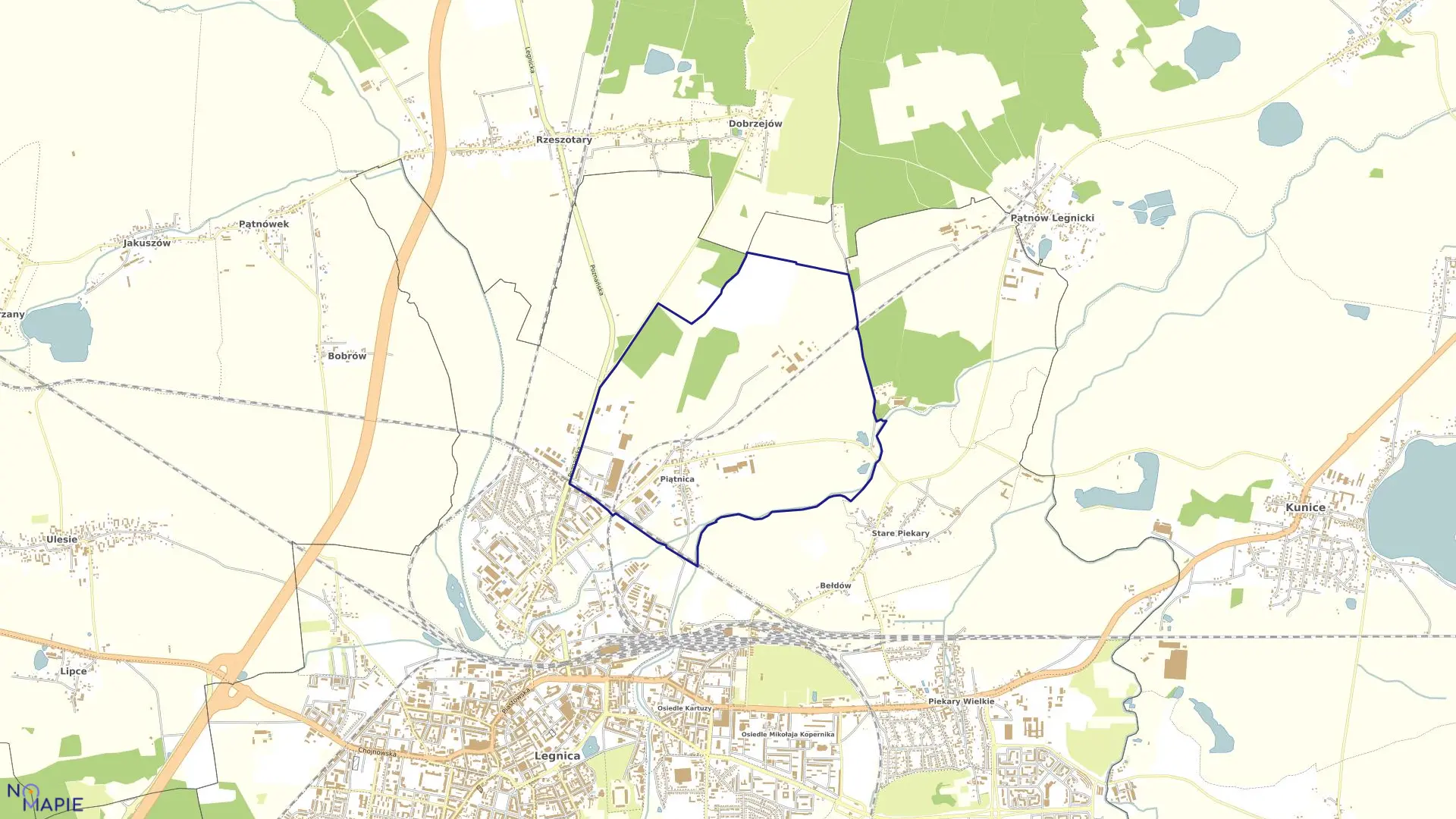 Mapa obrębu PAWICE w mieście Legnica