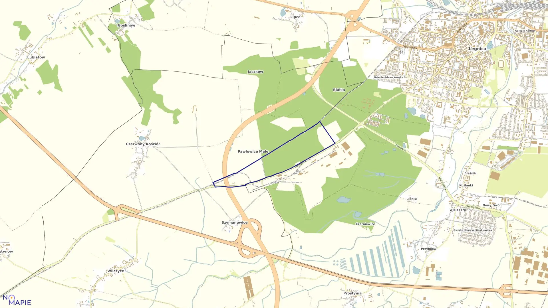 Mapa obrębu PAWŁOWICE w mieście Legnica