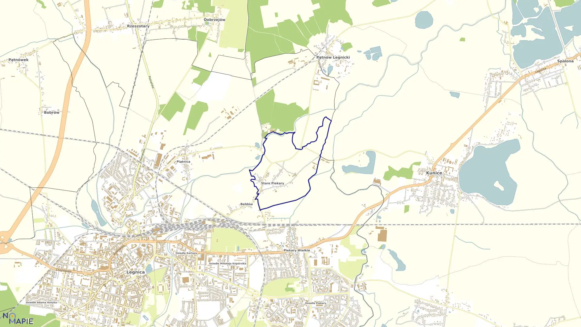 Mapa obrębu PIEKARY STARE w mieście Legnica