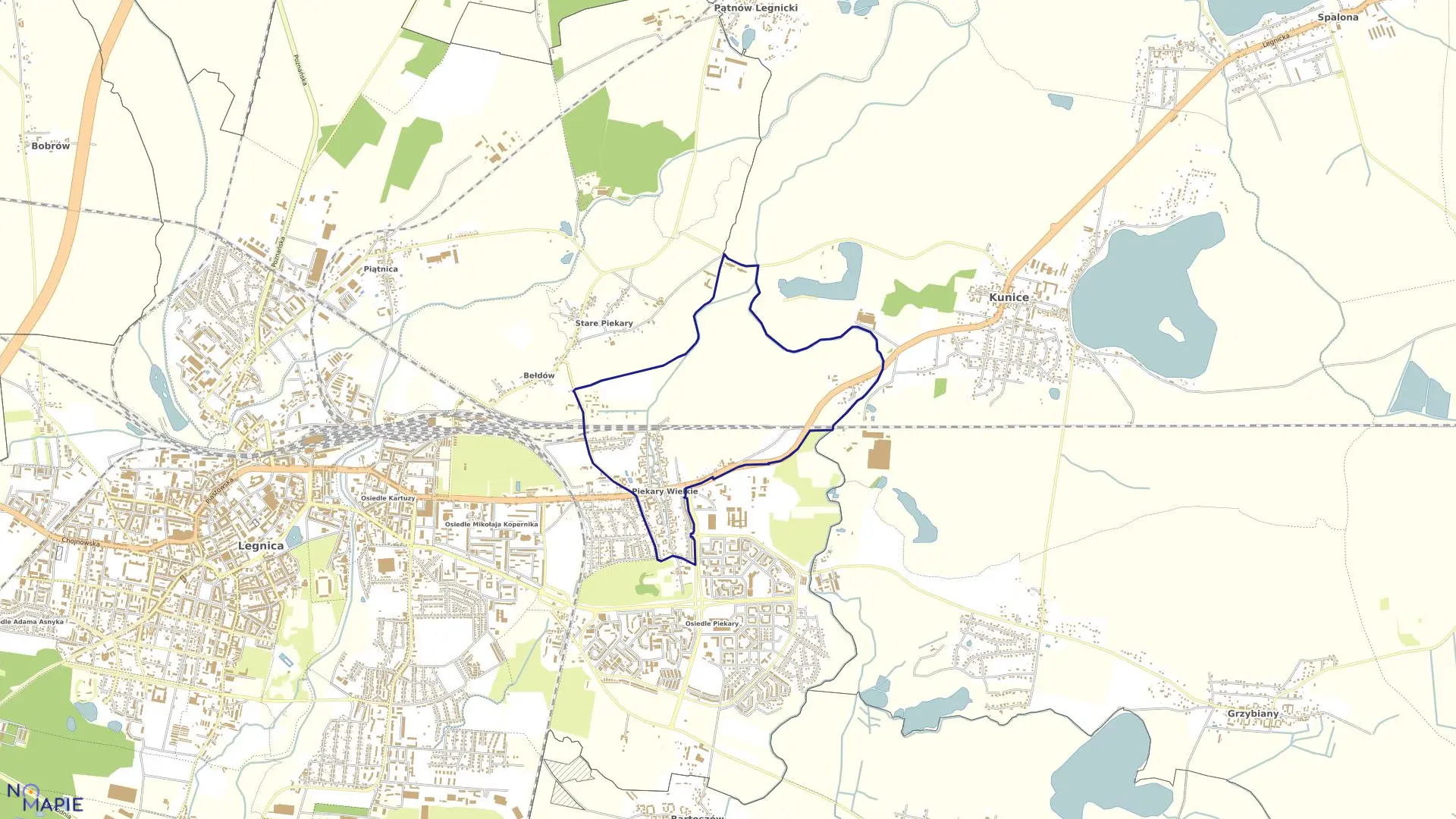 Mapa obrębu PIEKARY WIELKIE w mieście Legnica