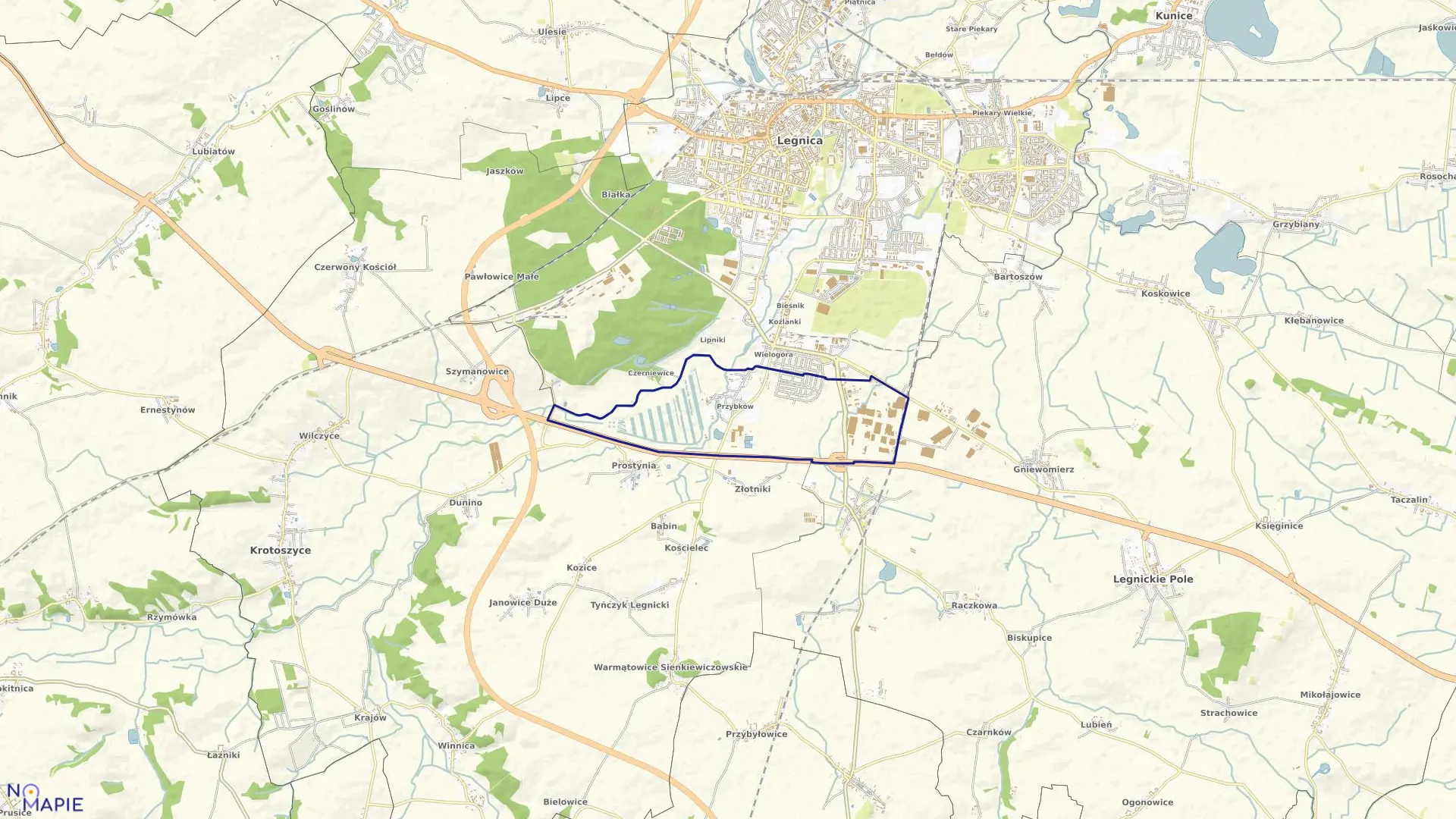 Mapa obrębu PRZYBKÓW w mieście Legnica