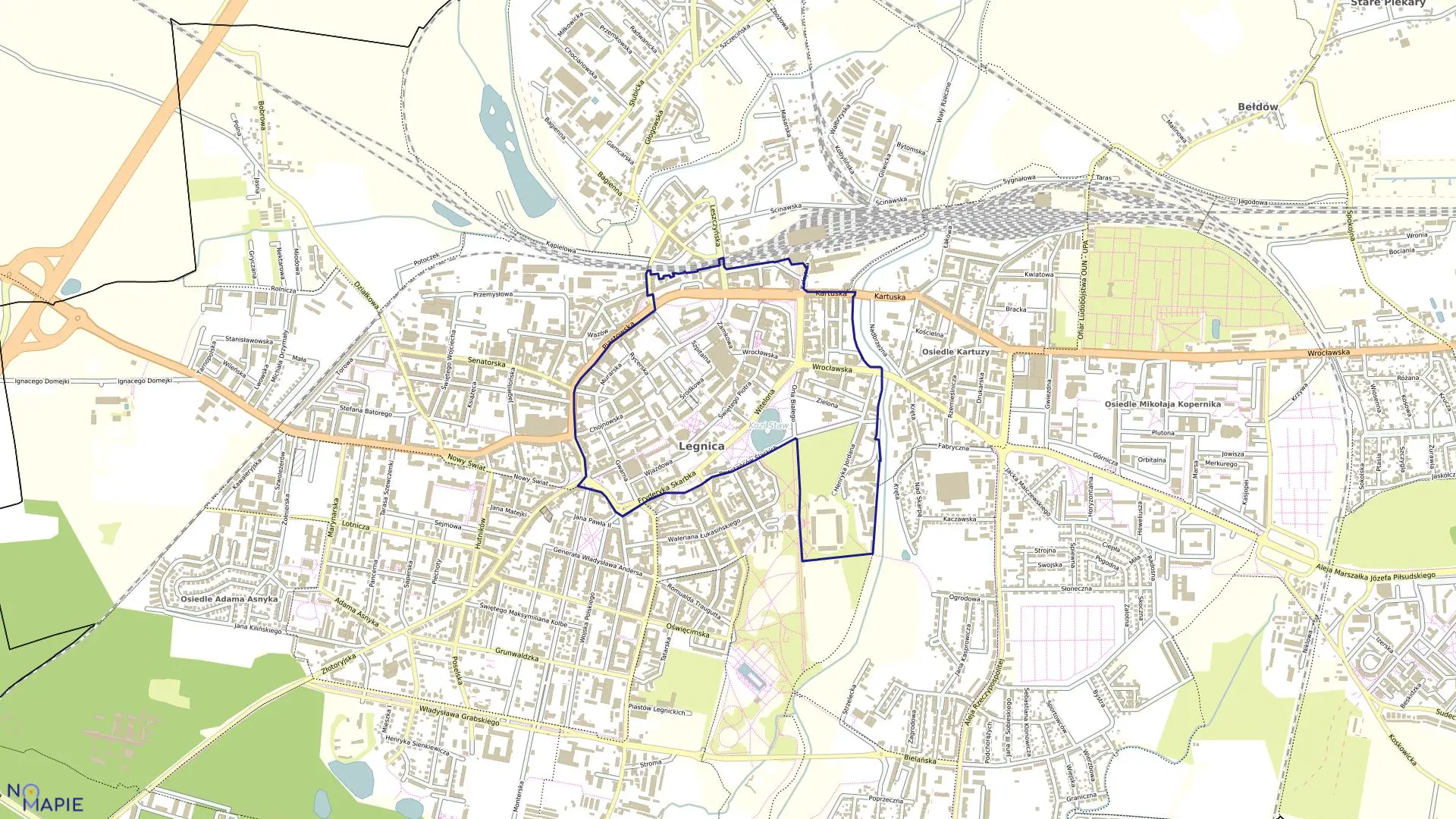 Mapa obrębu STARE MIASTO w mieście Legnica