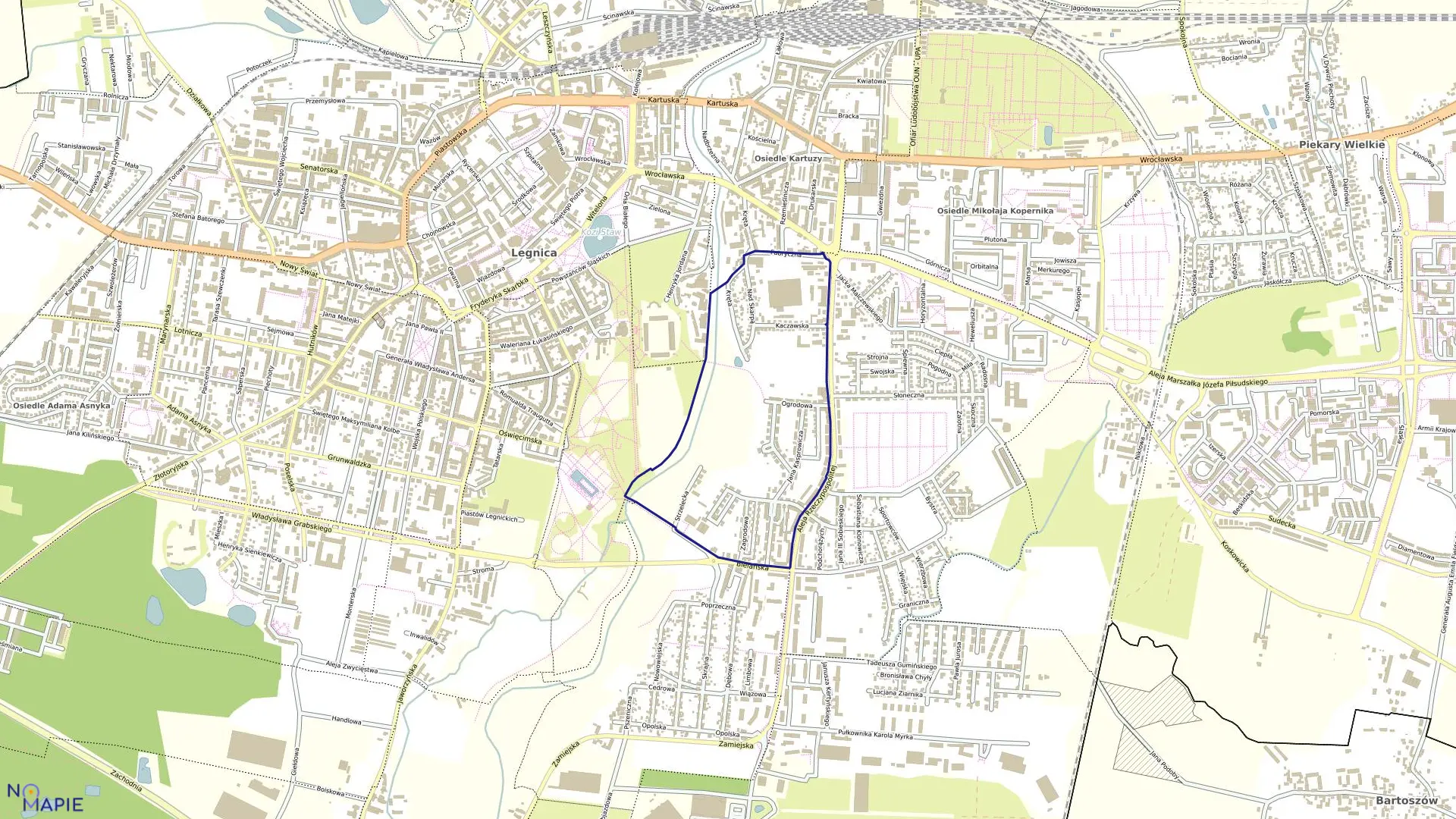 Mapa obrębu WINIARY w mieście Legnica