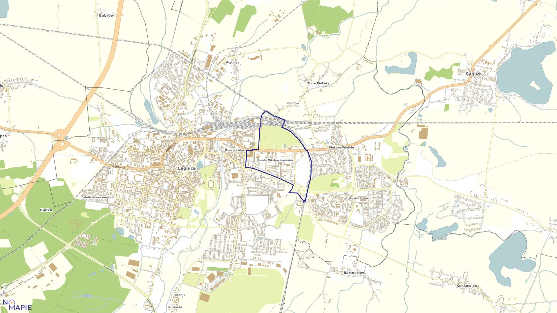 Mapa obrębu WROCŁ.PRZEDMIEŚCIE w mieście Legnica